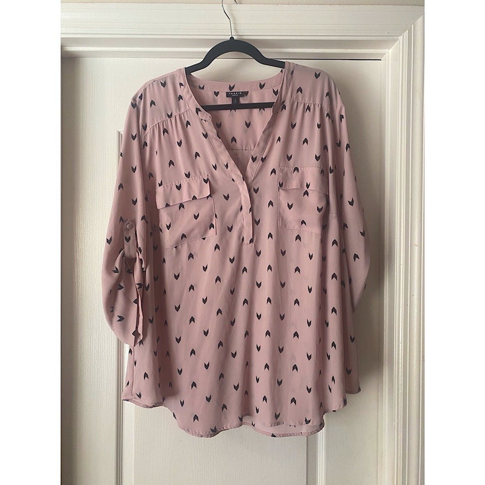 Torrid Lilac Pink Harper Chevron Heart Georgette Pullover Size 3